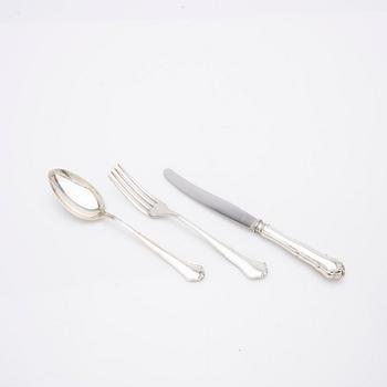 Silverbestick, 36 st, Chippendale, bl.a. Johansson J M, Göteborg, 1942-1945.