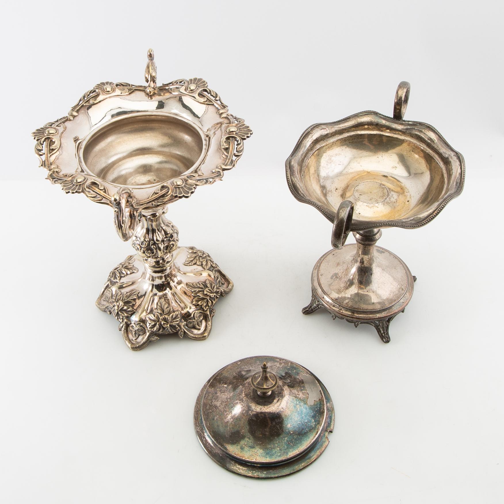 Sugar bowls 2 pcs, silver plate, early 20th century.