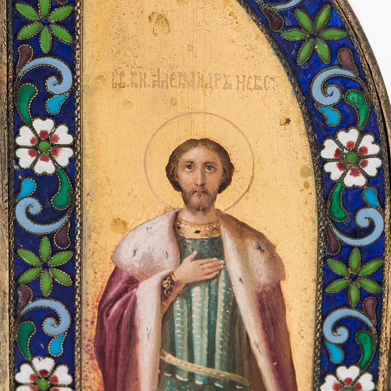 A Russian silver enamel icon dated 6th of February 1911. St. Petersburg.