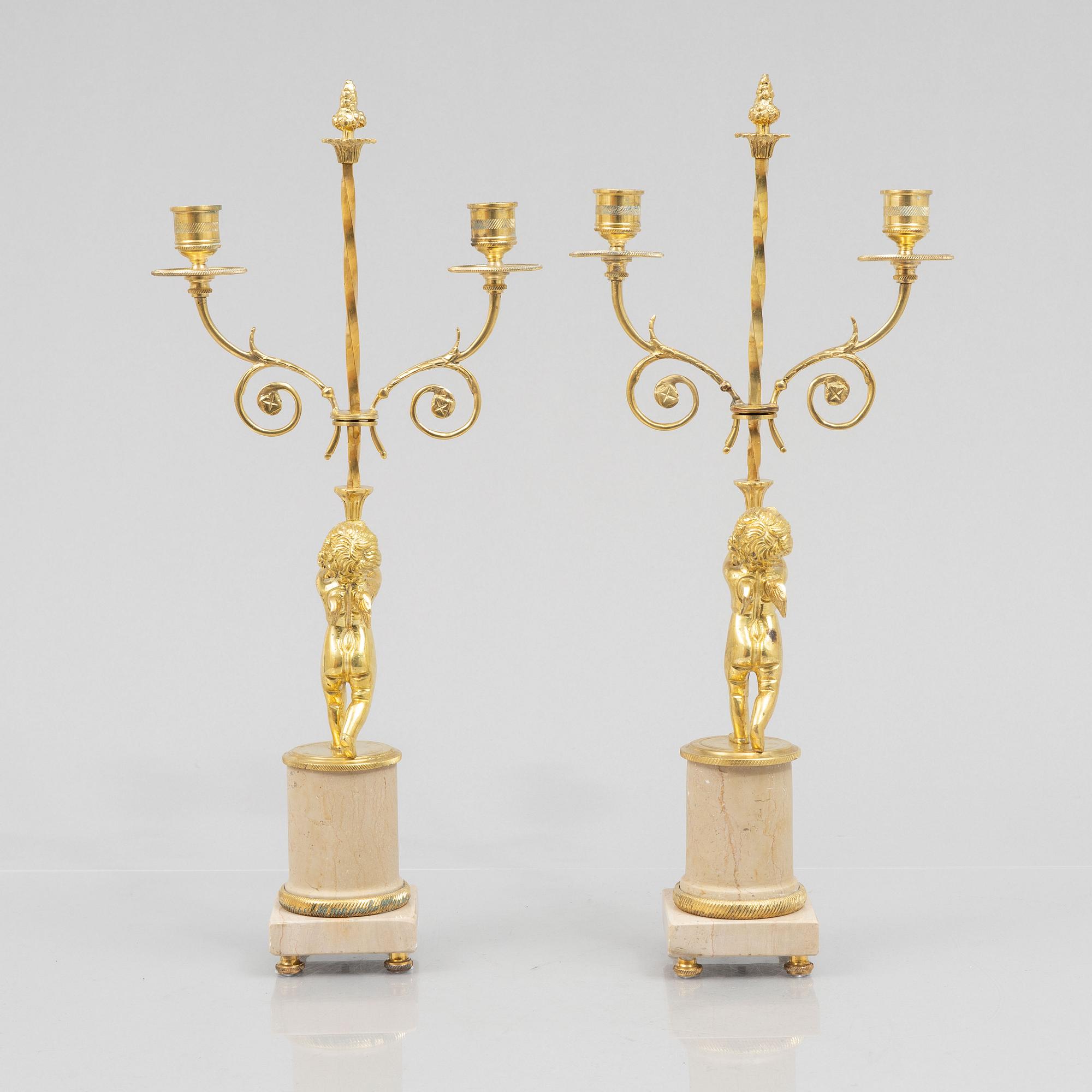 A pair of Candelabra, Empire style, late 20th century.