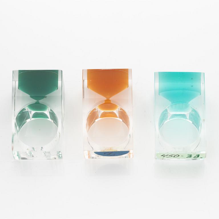 Siv Lagerström, three acrylic plastic rings, 1970s.