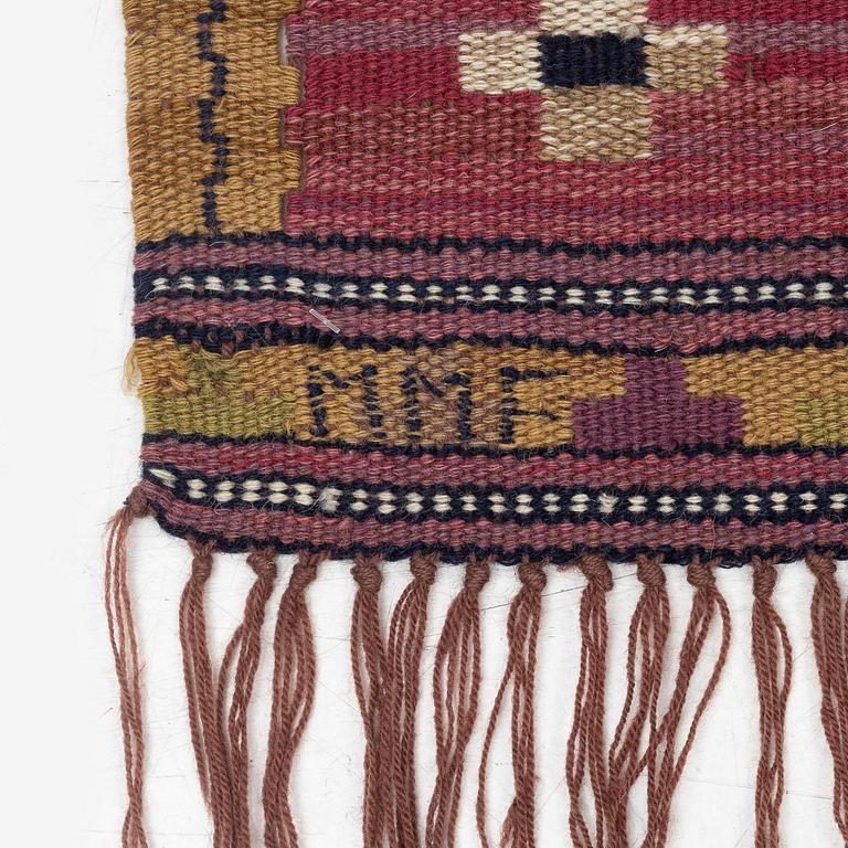 Märta Måås-Fjetterström, a drape, "Violett Draperi" (with yellow), ca 262 x 148 cm, signed MMF.