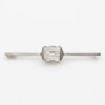 Wiwen Nilsson, Brooch, sterling silver with faceted rock crystal, Lund 1946.