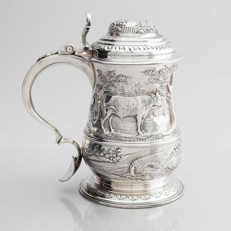 Humphrey Payne, dryckeskanna, silver, London 1748.