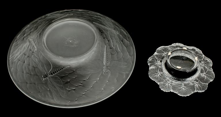 SKÅLAR, 2 st, glas, bla Lalique Frankrike.