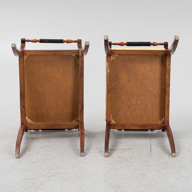 A pair of Swedish Empire stools, first half of the 20th Century.
