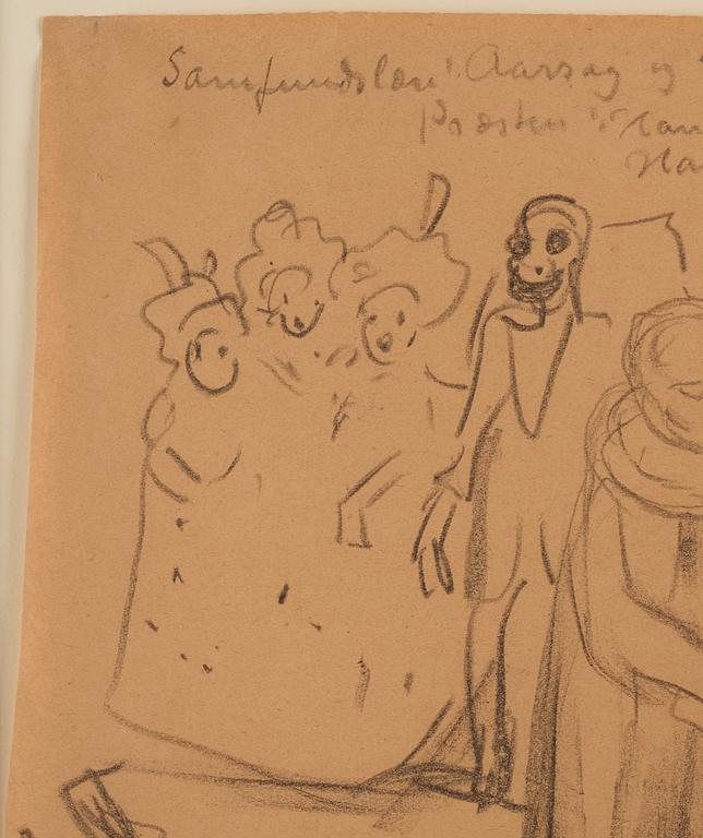 Edvard Munch, "Karikatyr: Samfundslaere, årsak og virkning" (Caricature: Social Studies, Cause and Effect".