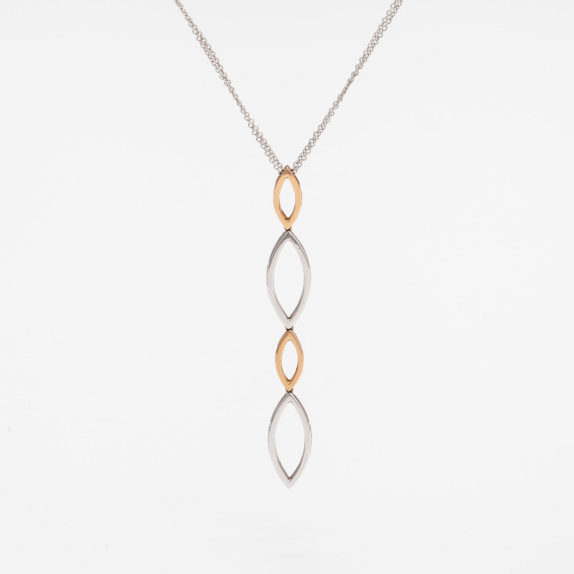 An 18K gold necklace with diamonds ca. 0.60 ct in total. Italy.