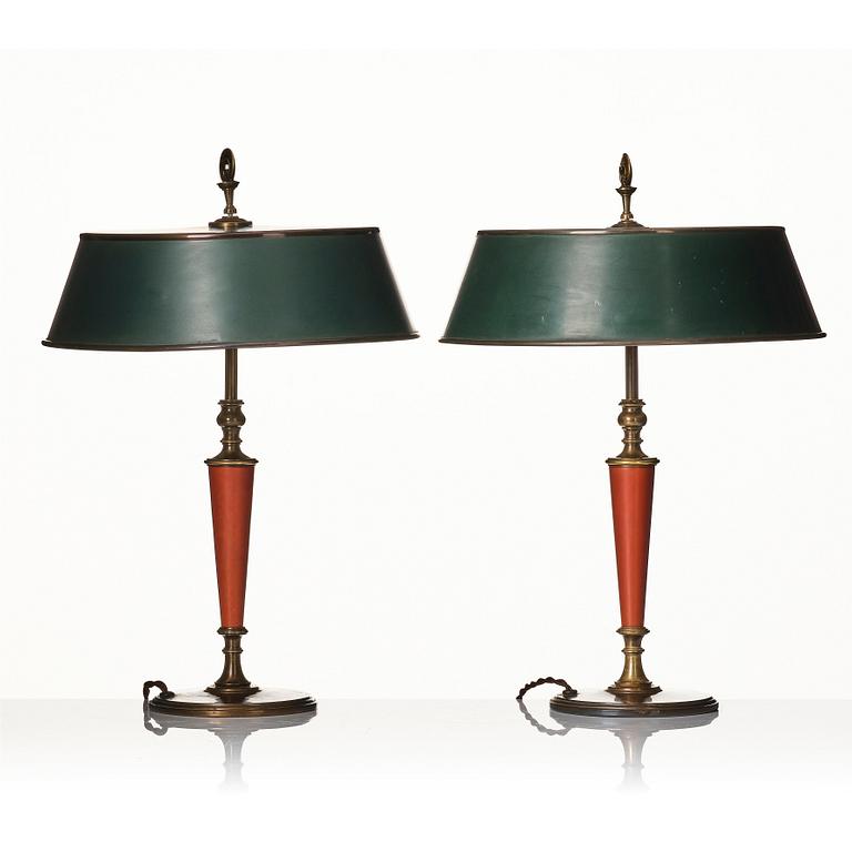 Erik Tidstrand, a pair of table lamps, model "26550", Nordiska Kompaniet, 1920s.