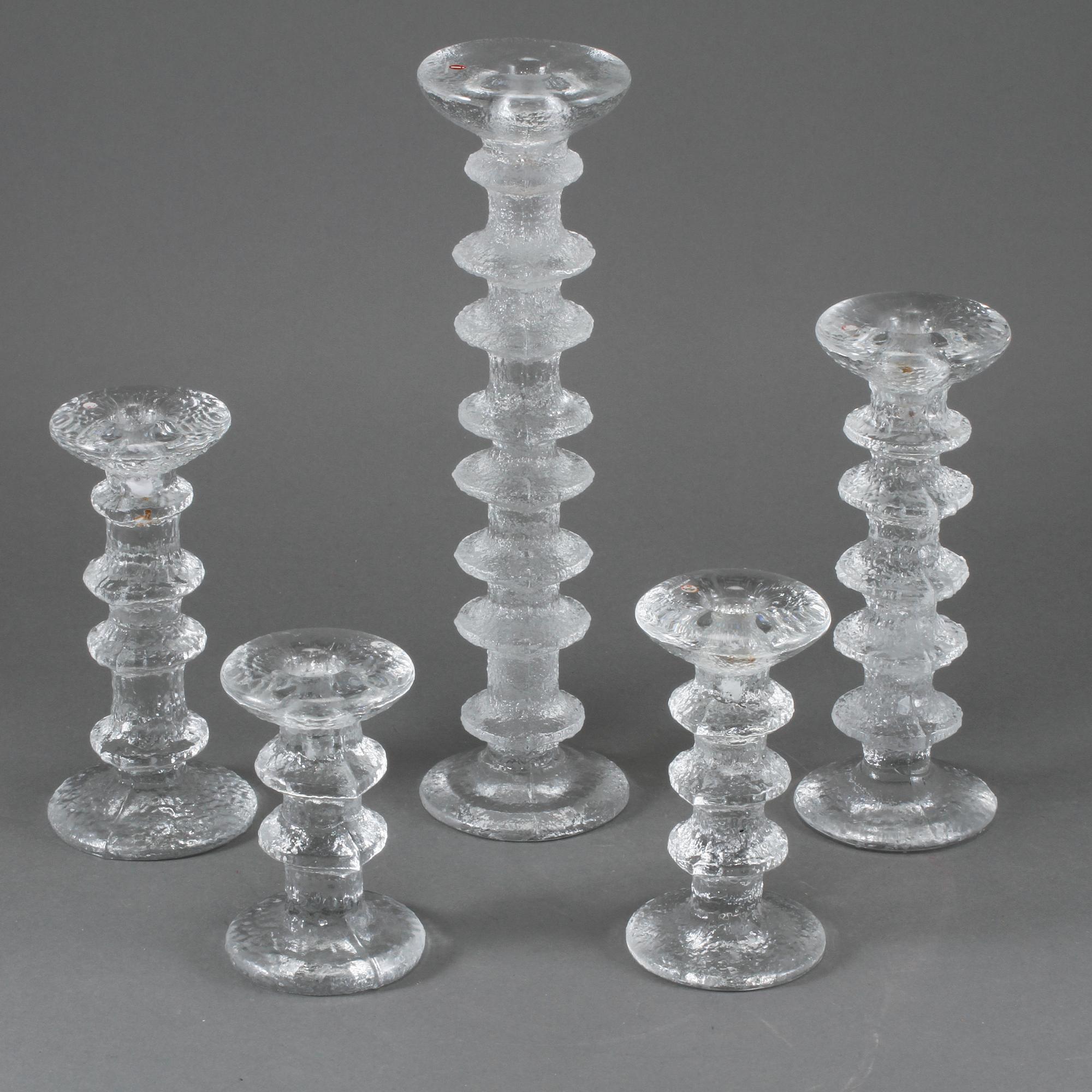 LJUSSTAKAR, 5 st, "Festivo", Timo Sarpaneva, Iittala, 1900-talets andra hälft.