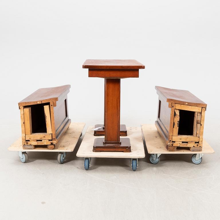 A set of table and two benches from a ship 20th century.