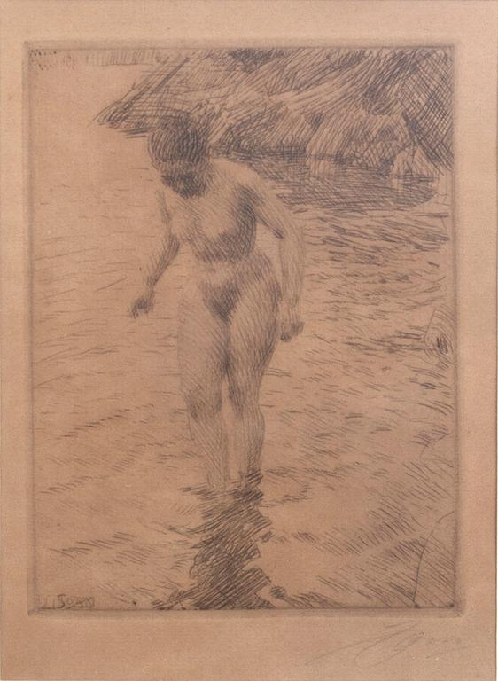 Anders Zorn, a signed etching from 1915.