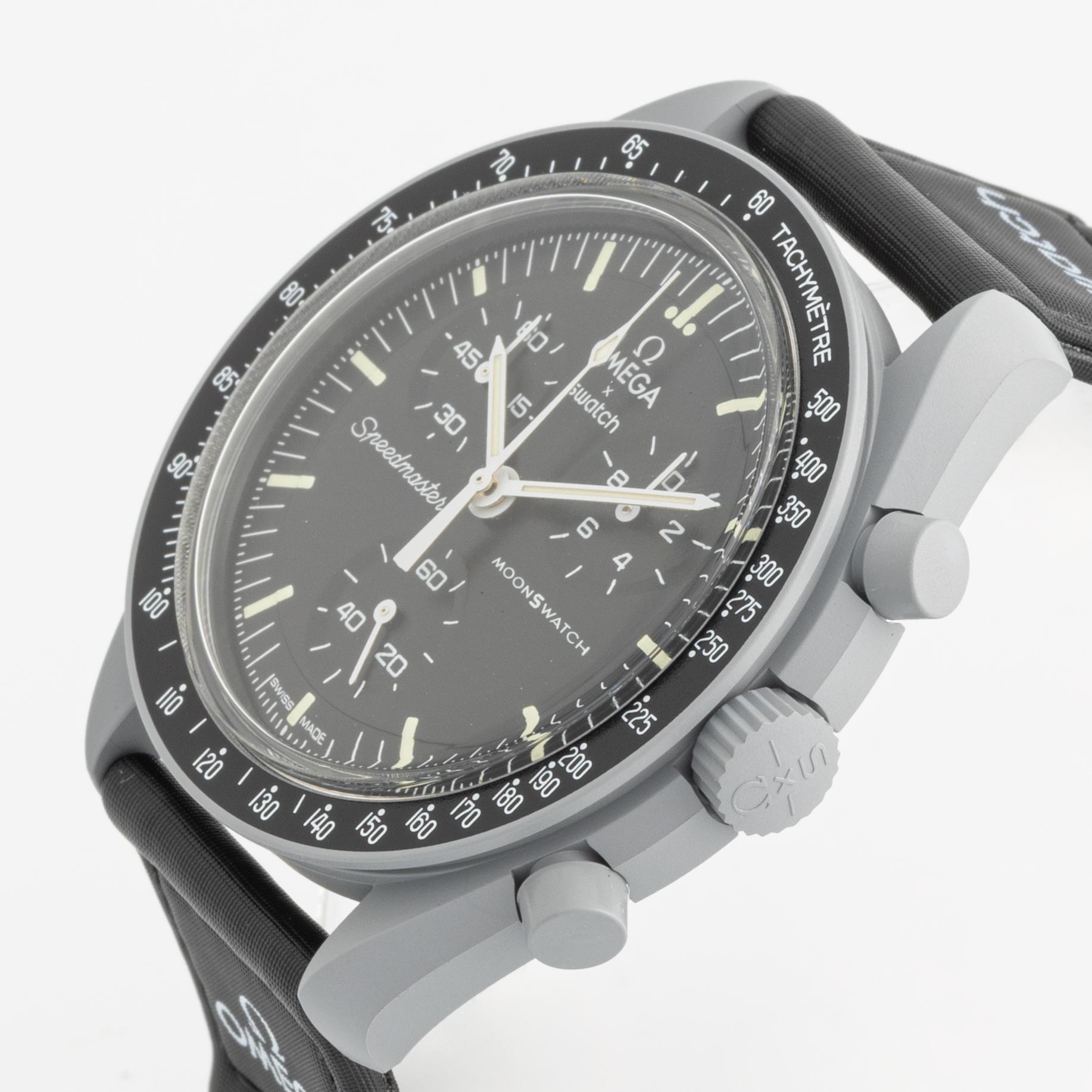 Swatch/Omega, MoonSwatch, "Mission to the Moon", chronograph, wristwatch, 42 mm.
