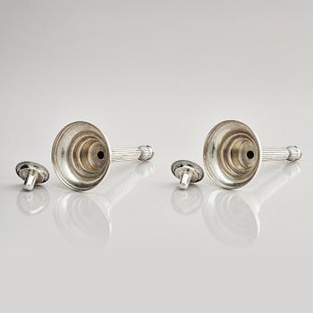 A pair of 18th century silver candlesticks, marks of Johan Ekholm, Stockholm 1788.