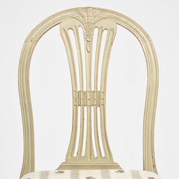 A set of six Gustavian chairs, Sweden, late 18th century.