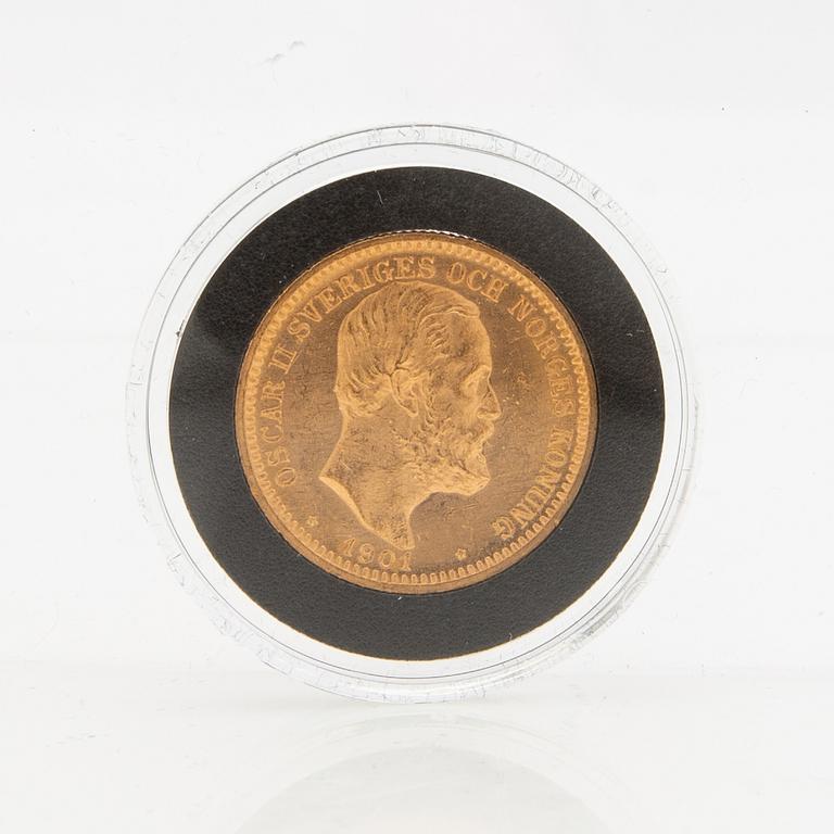 Guldmynt Sverige, Oscar II 20 kr, 1901.