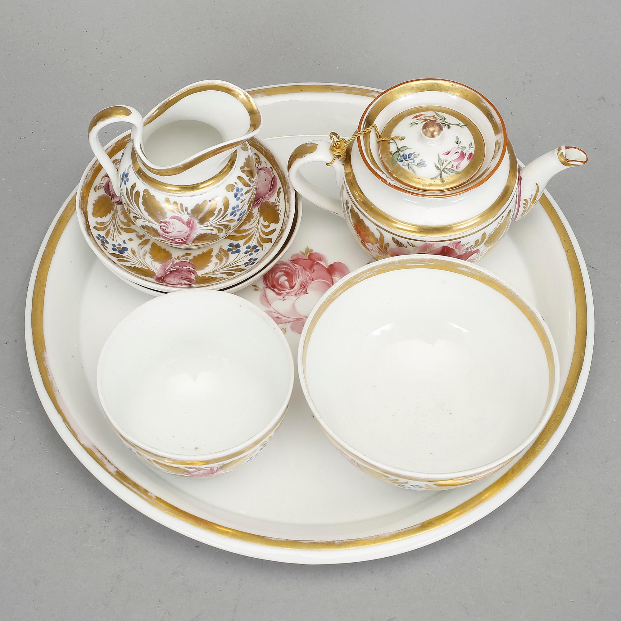 SERVISDELAR, 6 st, porslin, bl.a. Gardner, Ryssland, 1800/1900-tal.