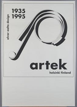 AFFISCH, "Alvar Aalto design 1935-1995, Artek Helsinki Finland", design Ben af Schultén.