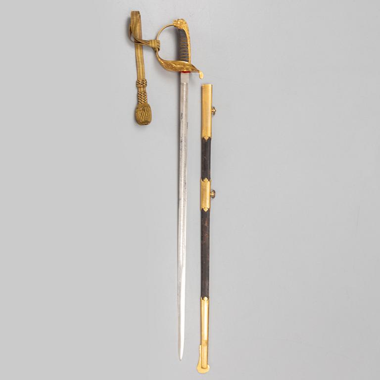 A navy officer's sword 1878 pattern with scabbard.