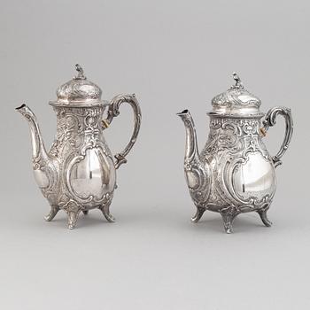 A German rococo style silver tea- and coffee service.