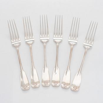 Tiffany & Co, matgafflar, 6 st, "Palm Pattern", sterlingsilver, 1907-1947.