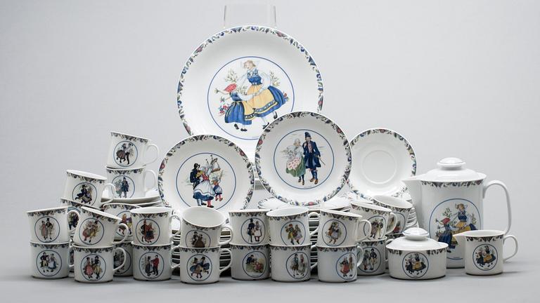 KAFFESERVIS, 55 delar, "Svenska landskapsdräkter" Rörstrand.