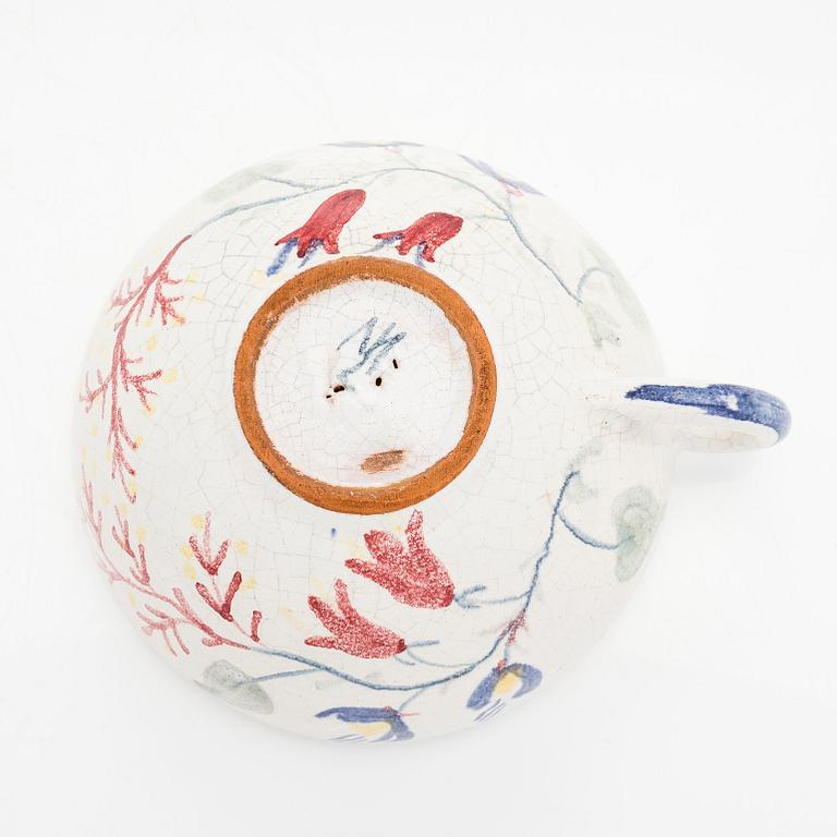 Marita Lybeck, jug and bowl, red clay, signed ML.