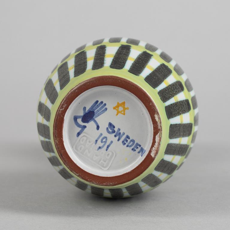 Stig Lindberg, a faience vase, Gustavsbergs studio.