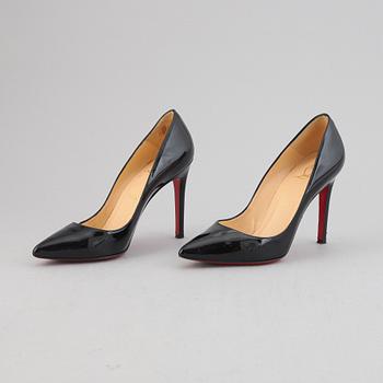 Christian Louboutin, a pair of patent leather high heel shoes, size 37 ½.
