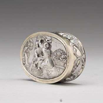 Dosa, silver, ostämplad, möjligen Sverige omkring 1700, barock.