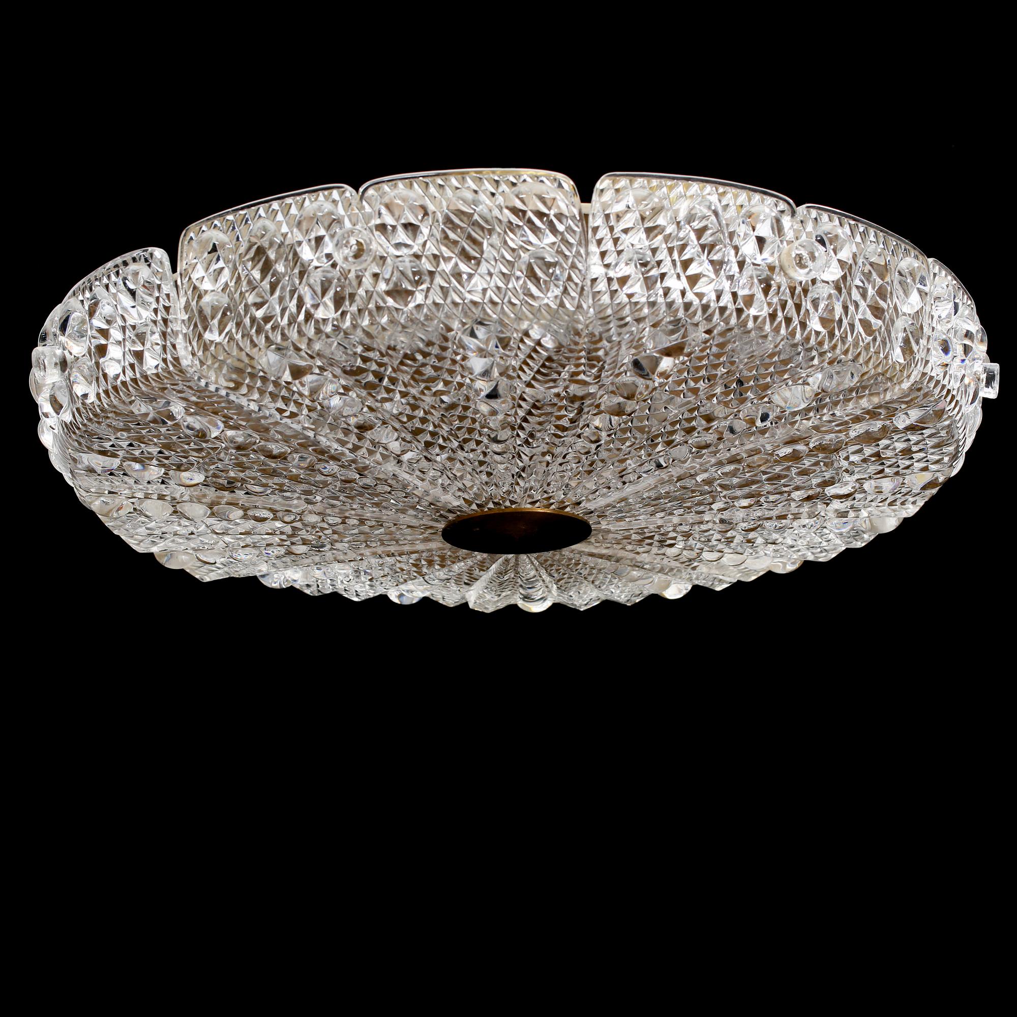 TAKLAMPA / TAKPLAFOND, Carl Fagerlund, Orrefors, 1900-talets andra hälft. Höjd ca 30 cm.