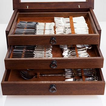 Bestickuppsättning, 90 dlr, silver, "Chippendale", Kultakeskus, Tavastehus 1991-92. I bestickschatull.