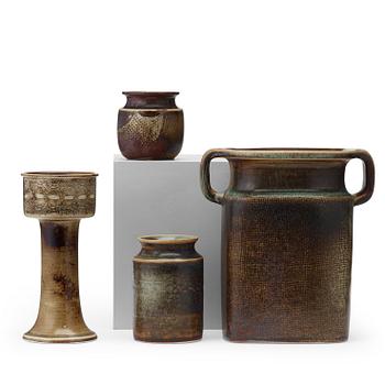 145. Stig Lindberg, a set of four stoneware vases, Gustavsberg studio 1968-73.