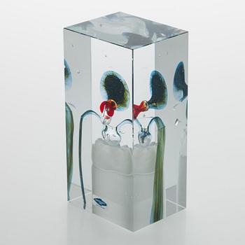 Oiva Toikka, a glass Jubilee Cube, signed and numbered Oiva Toikka Nuutajärvi Notsjö, 45/500 NIB.