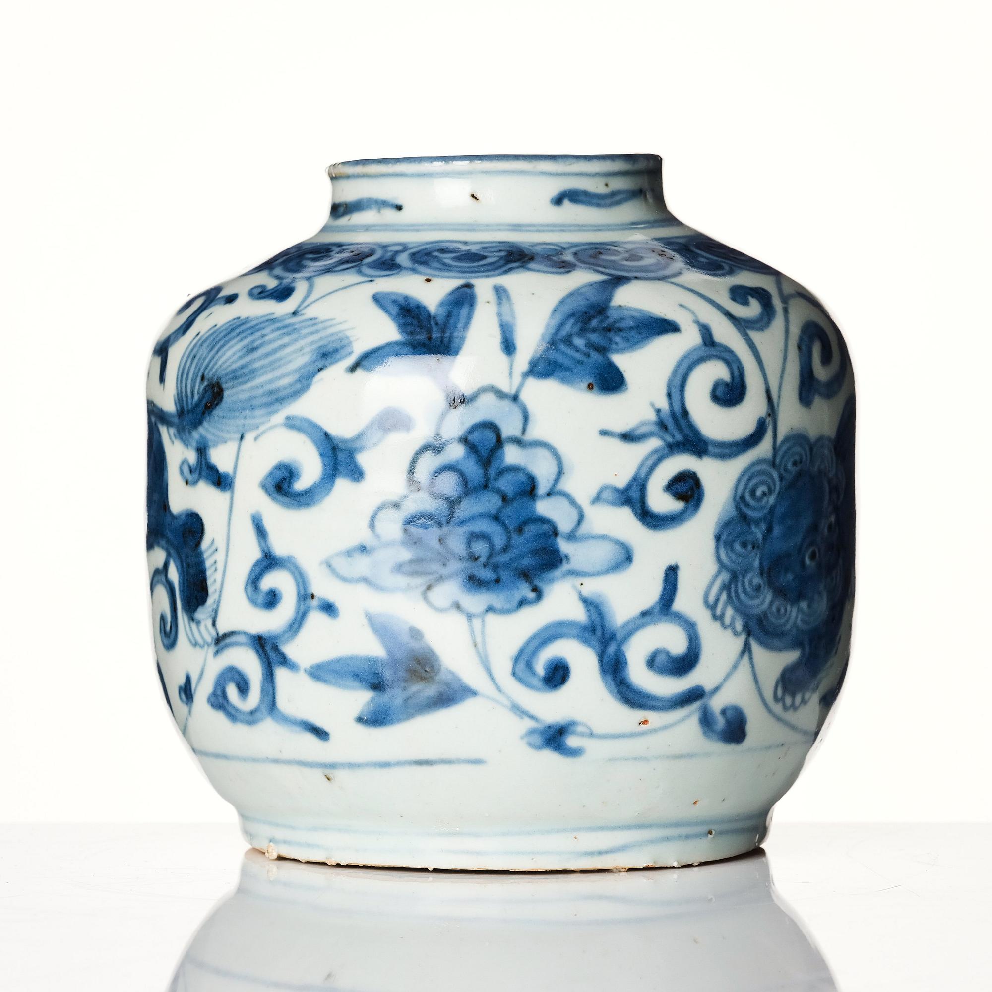 A blue and white jar, Ming dynasty (1368-1644).