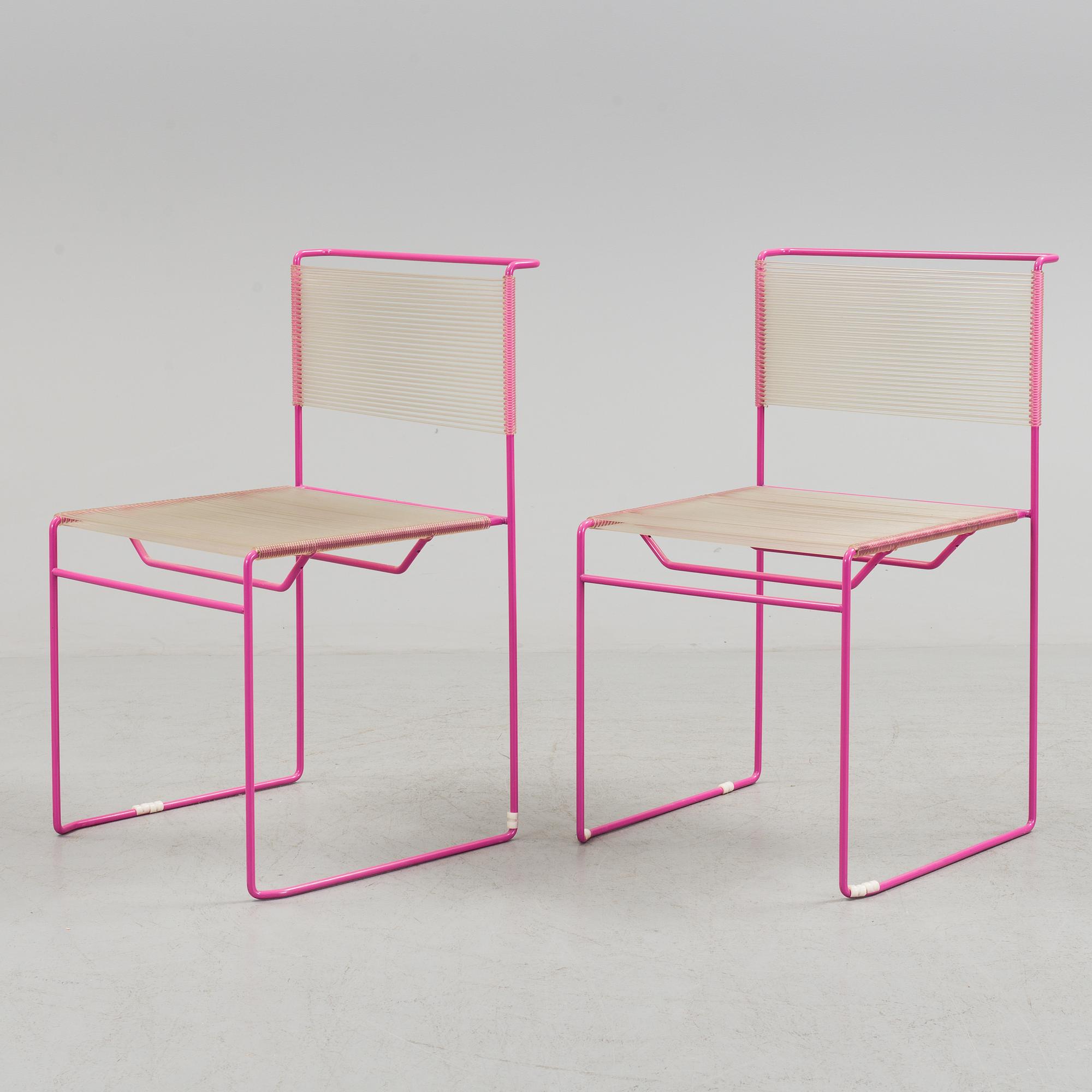 CHAIRS, a pair, "Fly Line" by CMP-padova Italy, second half of the 20th century. Signed with label.