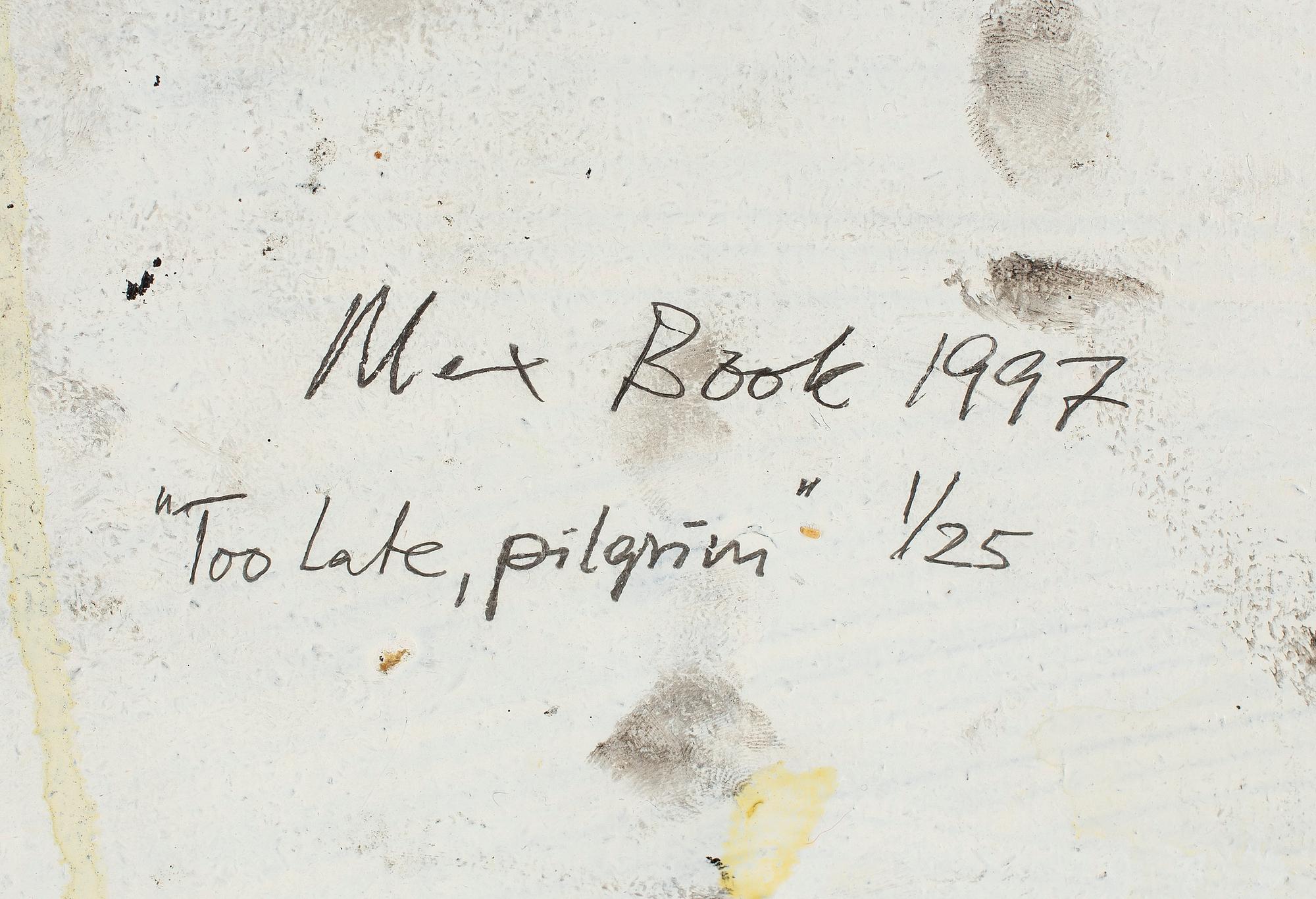 MAX MIKAEL BOOK, mixed media on panel, signed, numbered 1/25 and dated 1997 on verso.