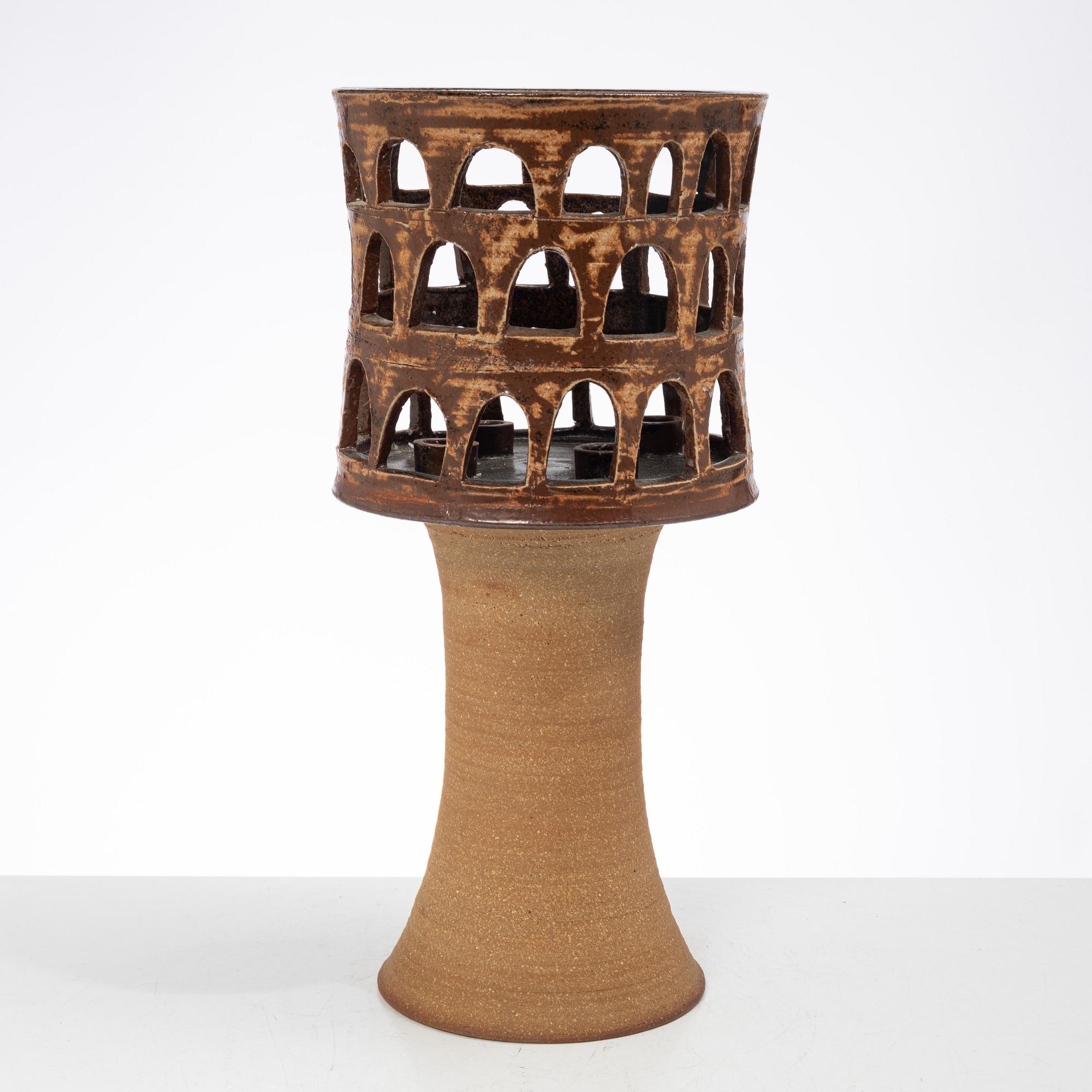 Lisa Larson, a stoneware candlestick, Gustavsberg, second half of the 20th century.