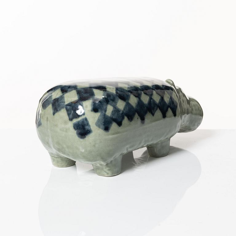 Lisa Larson, a stoneware figurine, 'Flodhäst' (Hippopotamus) from the series 'Stora zoo', Gustavsberg.