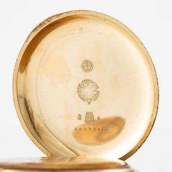 Omega, pocket watch, 14K gold, lever escapement, "Red Twelve", 52.5 mm.