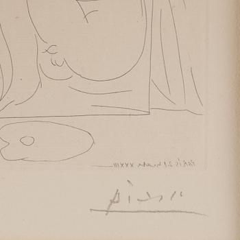 Pablo Picasso, "Modèle Accoudé Sur Un Tableau"  ur "La Suite Vollard".