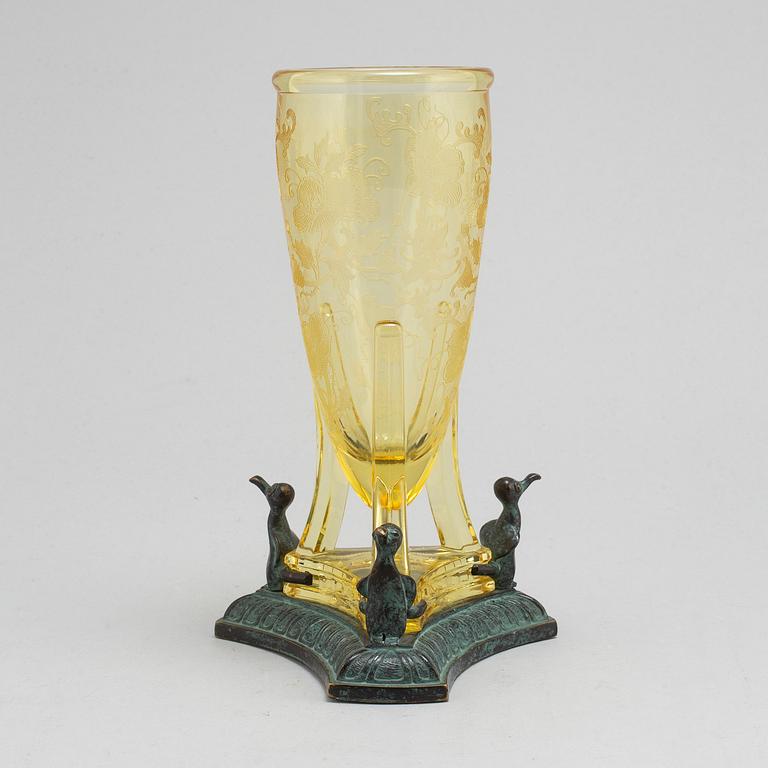 A glass and bronze vase, first half of the 20th Century.