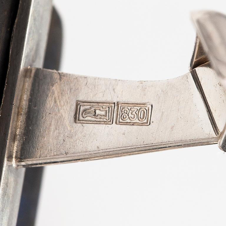 Pekka Piekäinen, A pair of sterling silver cufflinks with spectrolites. Auran Kultaseppä, Turku.