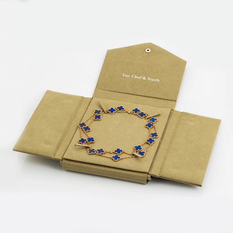 Van Cleef & Arpels collier "Alhambra" 18K guld med lapis lazuli.