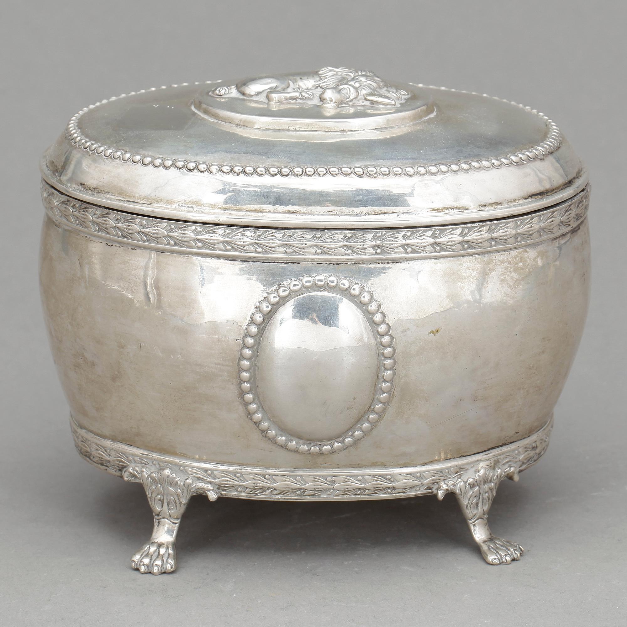 SOCKERSKRIN, silver, Sam Pettersson AB, Linköping, 1932. Vikt ca 446 gram.