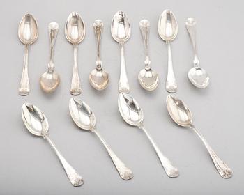 MATSKEDAR, 12 st, silver, GAB, Stockholm 1907/1908. Tot vikt ca 726 g.