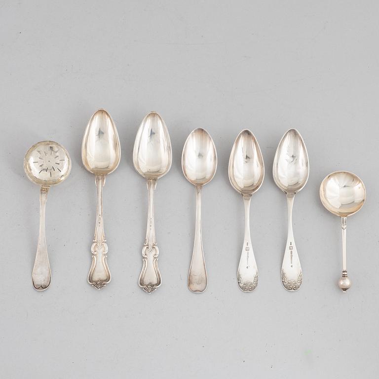 Skedar, 7 st, silver, bl a Gustaf Hagström, Stockholm 1803.
