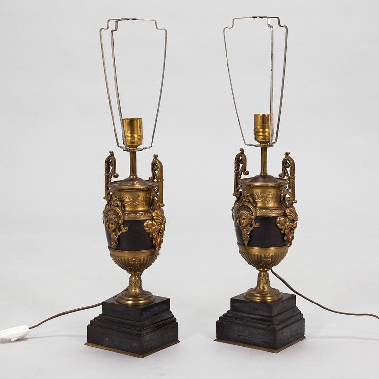 Pair of table lamps, turn of the century 1800/1900.