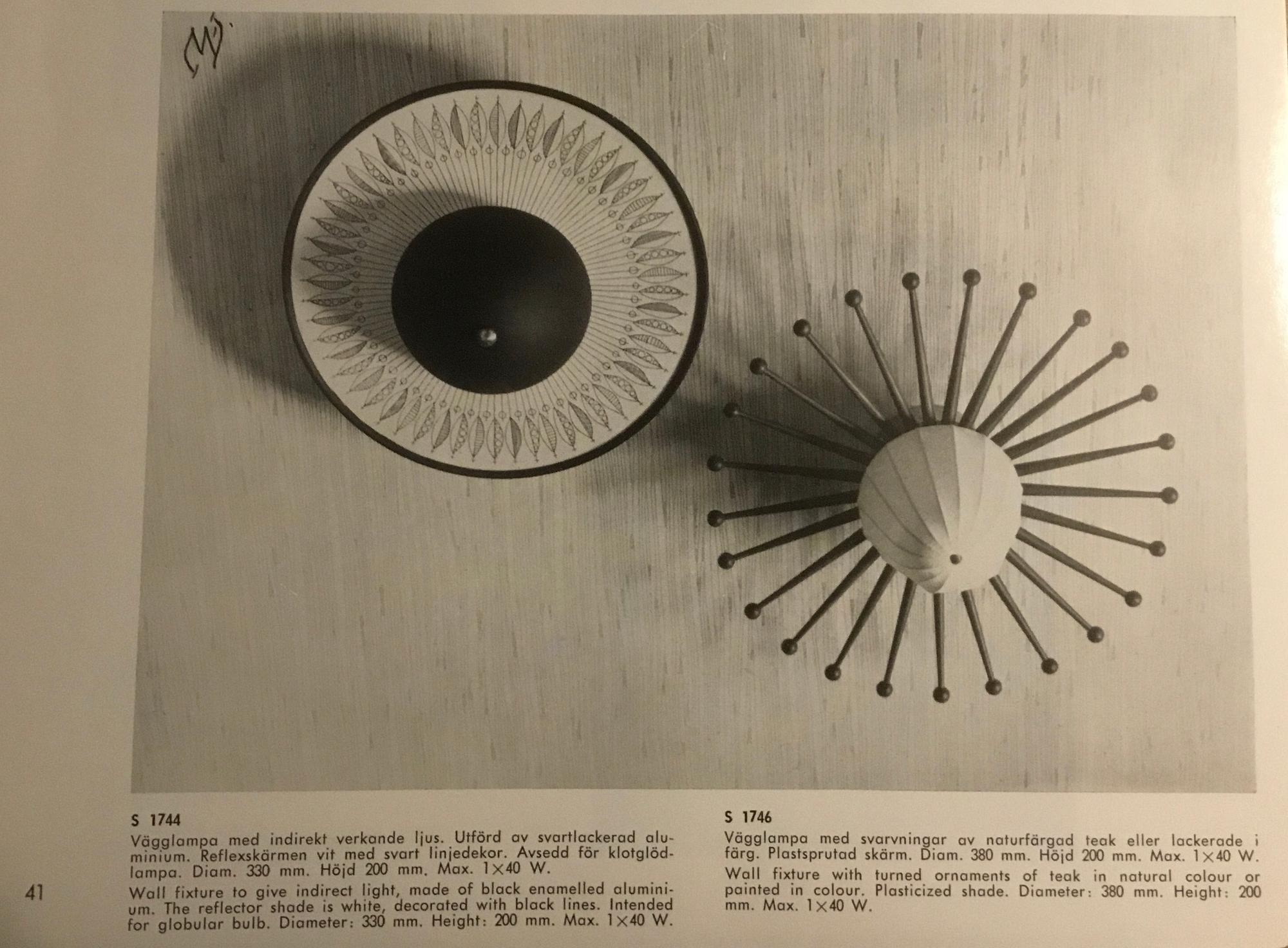 Hans-Agne Jakobsson, a set of 3 lamps, model "S 1744", Hans-Agne Jakobsson AB, Markaryd, 1950s.
