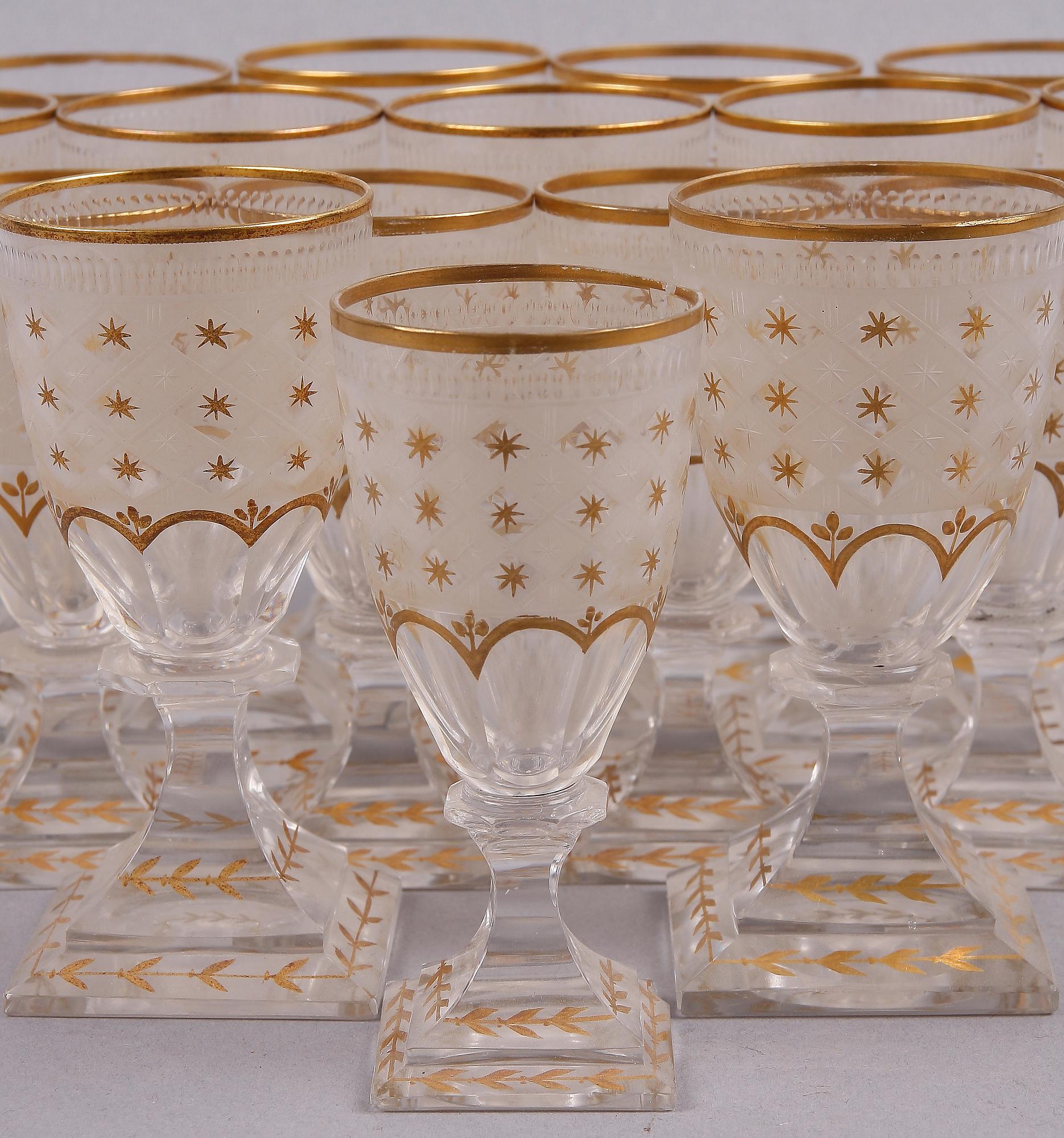 SERVISDELAR, 18 delar, glas, "Odelberg", Kosta.